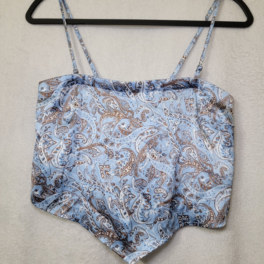 Hollister Boho Paisley Print Handkerchief Crop Top Size S Y2K Festival Elastic